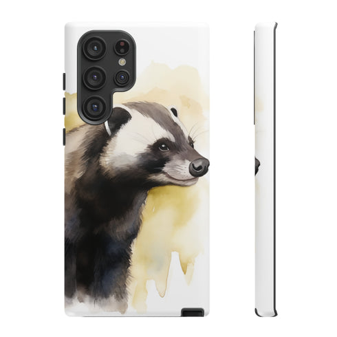 Badger on a Yellow Background - Impact Resistant Phone Case Samsung Galaxy S22 Ultra Matte